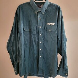 Vintage Wrangler Western Button Down Long Sleeve Shirt Men's Size 2XLT Teal